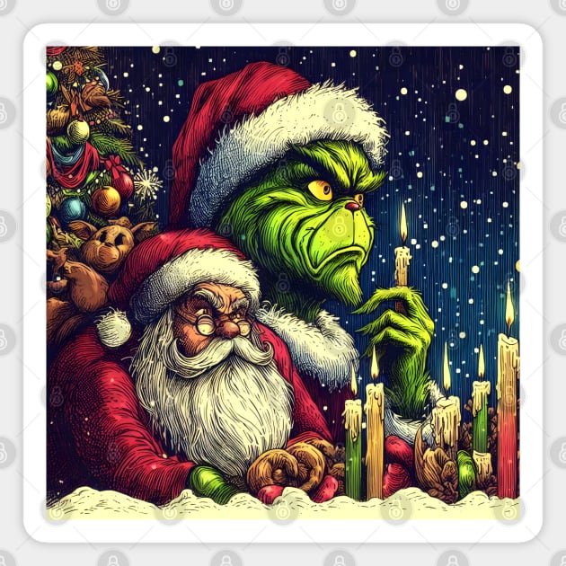 Whimsical Holidays: Grinch-Inspired Artwork and Festive Delights Magnet by insaneLEDP